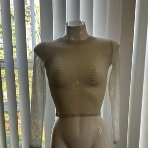 Sheer Long Sleeve Mesh Top